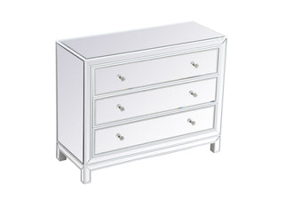 40 inch mirrored three drawer cabinet in white
