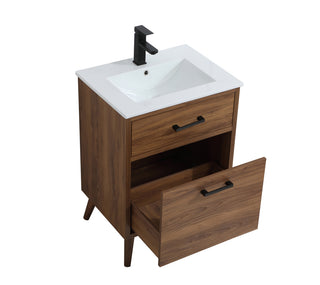 24 inch bathroom vanity in walnut brown