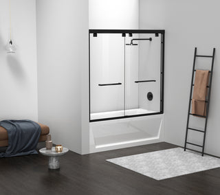 Semi-frameless tub door 60 x 60 Matte Black