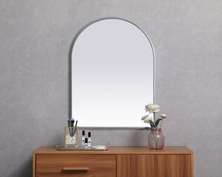 Metal Frame Arch Mirror 27x36 Inch in Silver