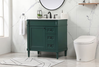 32 inch Single bathroom vanity in green with backsplash