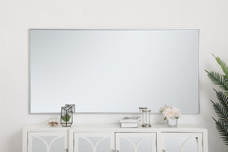 Metal frame rectangle mirror 36 inch in silver