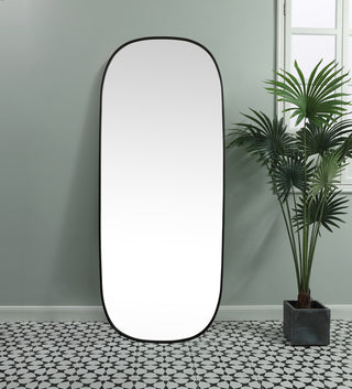 Metal Frame Oval Mirror 30x72 Inch in Black