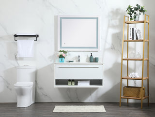 40 inch Single bathroom vanity in white with backsplash