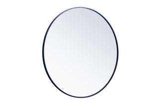 Metal frame round mirror 42 inch Blue