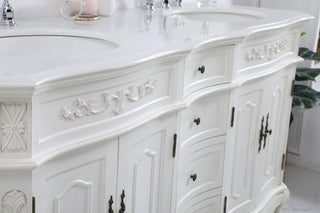 60 inch Double Bathroom vanity in antique white with ivory white engineered marble