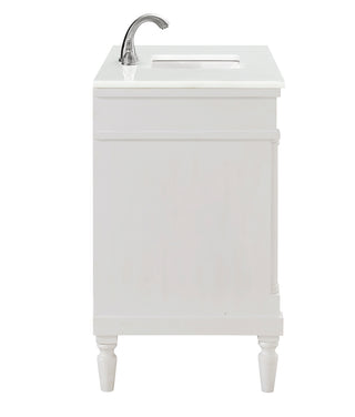 42 inch Single Bathroom vanity in Antique White with ivory white engineered marble