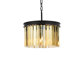 Sydney 3 light Matte Black Pendant Golden Teak (Smoky) Royal Cut Crystal