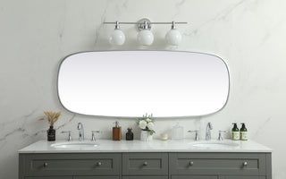 Metal Frame Oval Mirror 24x60 Inch in Silver