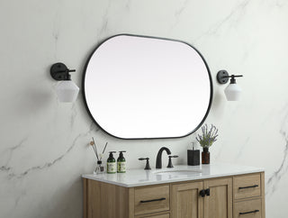 Metal Frame Oval Mirror 30x48 Inch in Black