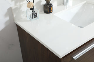 36 inch Single bathroom vanity in walnut with backsplash