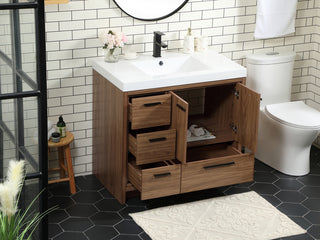 36 inch Single bathroom vanity in walnut brown