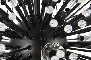 Vera 36 inch crystal starburst oval pendant in black