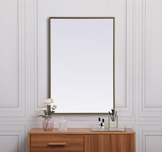 Metal Frame Rectangle Mirror 24x36 Inch in Brass