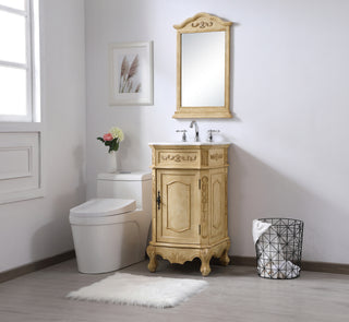 24 inch Single Bathroom vanity in Antique Beige with ivory white engineered marble