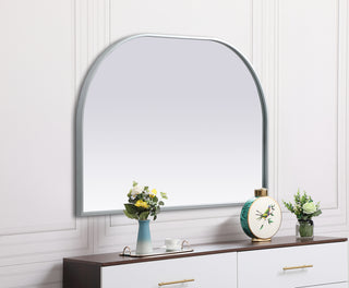 Metal Frame Arch Mirror 36x24 Inch in Silver