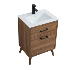 24 inch bathroom vanity in walnut brown