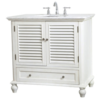 36 inch Single Bathroom Vanity in Antique White