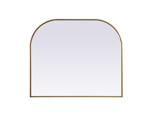 Metal Frame Arch Mirror 40x34 Inch in Brass