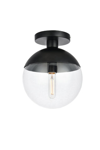 Eclipse 1 Light Black Flush Mount With Clear Glass