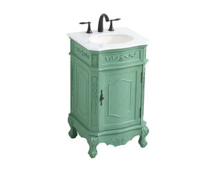 21 inch Single Bathroom vanity in vintage mint with ivory white engineered marble