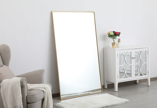 Metal frame rectangle mirror 36 inch in Brass