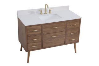 48 inch bathroom Vanity in Walnut Brown with Backsplash