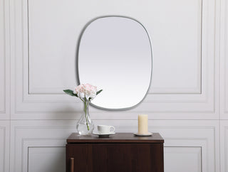 Metal Frame Oval Mirror 24x30 Inch in Silver