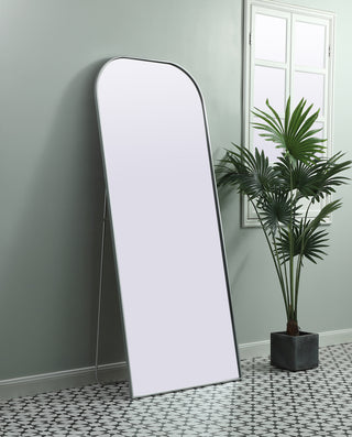 Metal Frame Arch Full Length Mirror 32x76 Inch in Silver