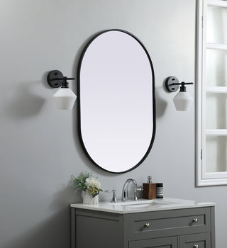 Metal Frame Oval Mirror 27x40 Inch in Black