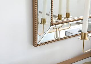 Iris beaded mirror 42 x 28 inch in antique gold