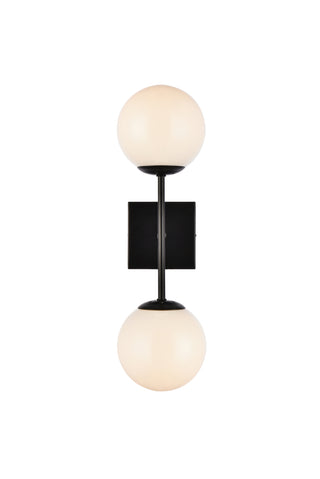 Neri 2 lights black and white glass wall sconce