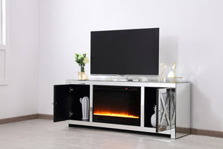 59 in.crystal mirrored TV stand with crystal insert fireplace