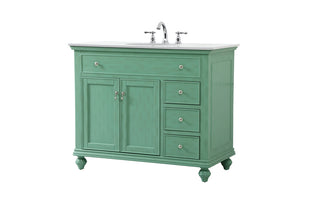 42 inch Single Bathroom vanity in vintage mint with ivory white engineered marble