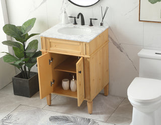 24 inch Single bathroom vanity in natural wood