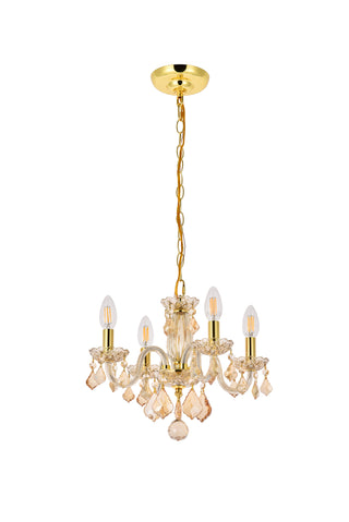 Rococo 4 light Golden Shadow Pendant Golden Shadow (Champagne) Royal Cut Crystal