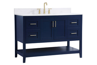 48 inch Single Bathroom Vanity in Blue with Backsplash