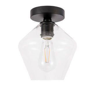 Gene 1 light Black and Clear glass Flush mount