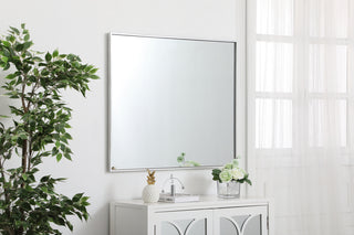 Metal frame rectangle mirror 30 inch in silver