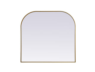 Metal Frame Arch Mirror 40x38 Inch in Brass