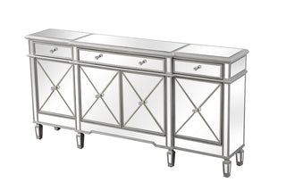 72 inch mirrored credenza in silver