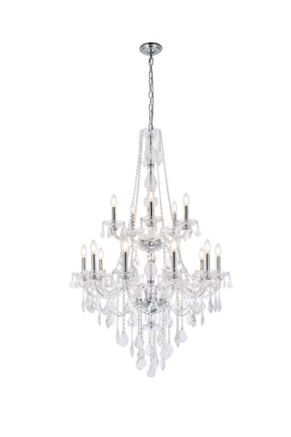 Verona 15 light Chrome Chandelier Golden Teak (Smoky) Royal Cut Crystal