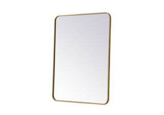 Soft corner metal rectangular mirror 27x36 inch in Brass