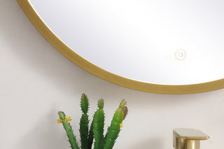 Pier 24 inch LED mirror with adjustable color temperature 3000K/4200K/6400K in brass