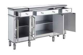 3 Drawer 4 Door Cabinet 60 in. x 14 in. x 36 in. in silver Clear