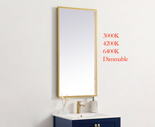 Pier 20x40 inch LED mirror with adjustable color temperature 3000K/4200K/6400K in brass