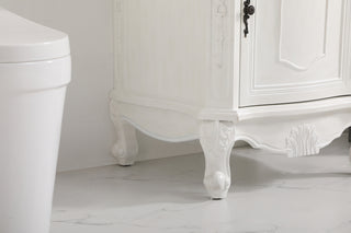 24 inch Single Bathroom vanity in antique white with ivory white engineered marble