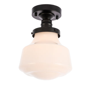 Lyle 1 light Black and frosted white glass Flush mount