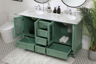 60 inch Double Bathroom Vanity in Vintage Mint