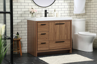 36 inch Single bathroom vanity in walnut brown